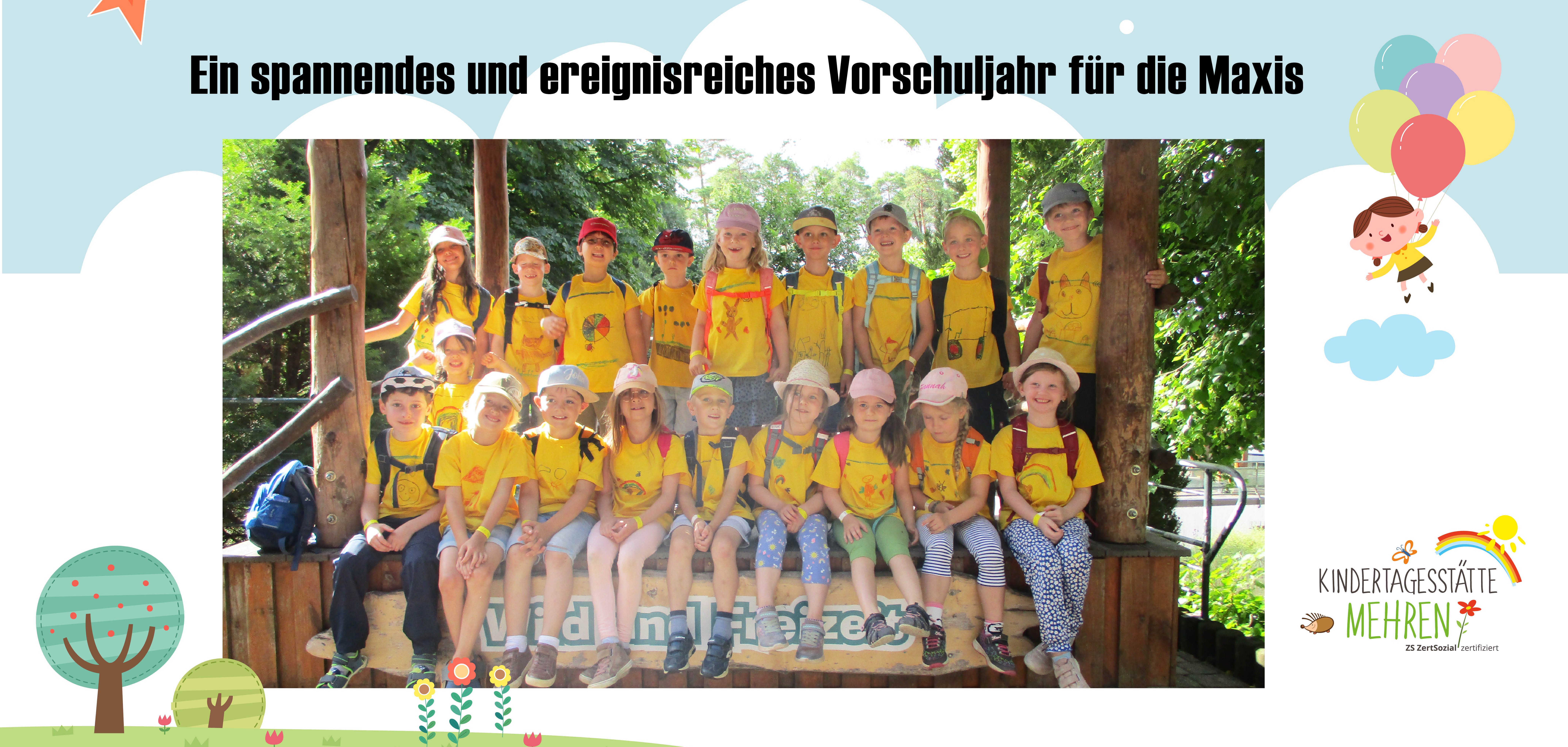 Gruppenbild von Kindergartenkindern im Freizeitpark