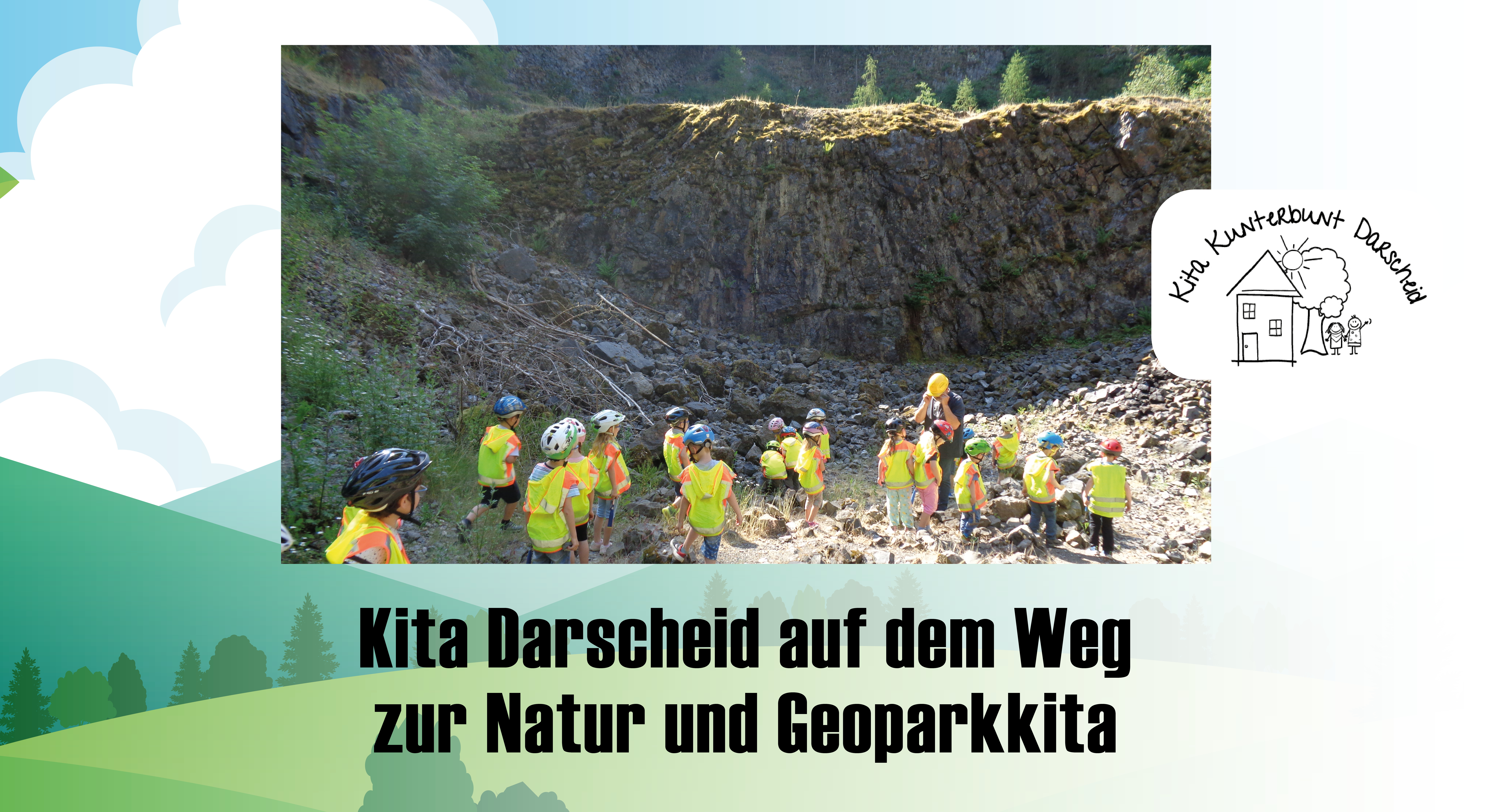 Kindergartenkinder im stillgelegten Steinbruch