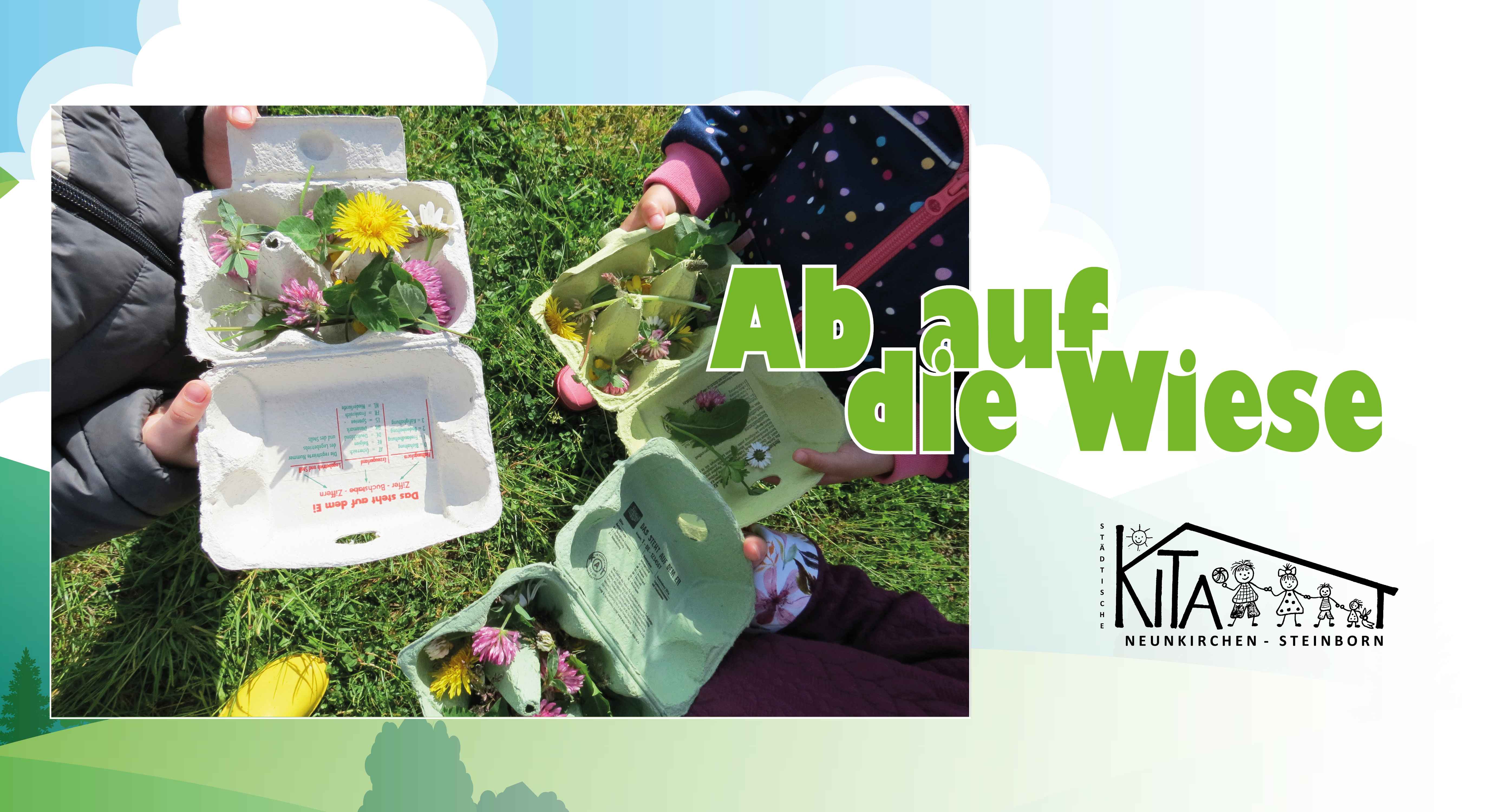 Ab auf die Wiese, Kinder beim Blumen sammeln
