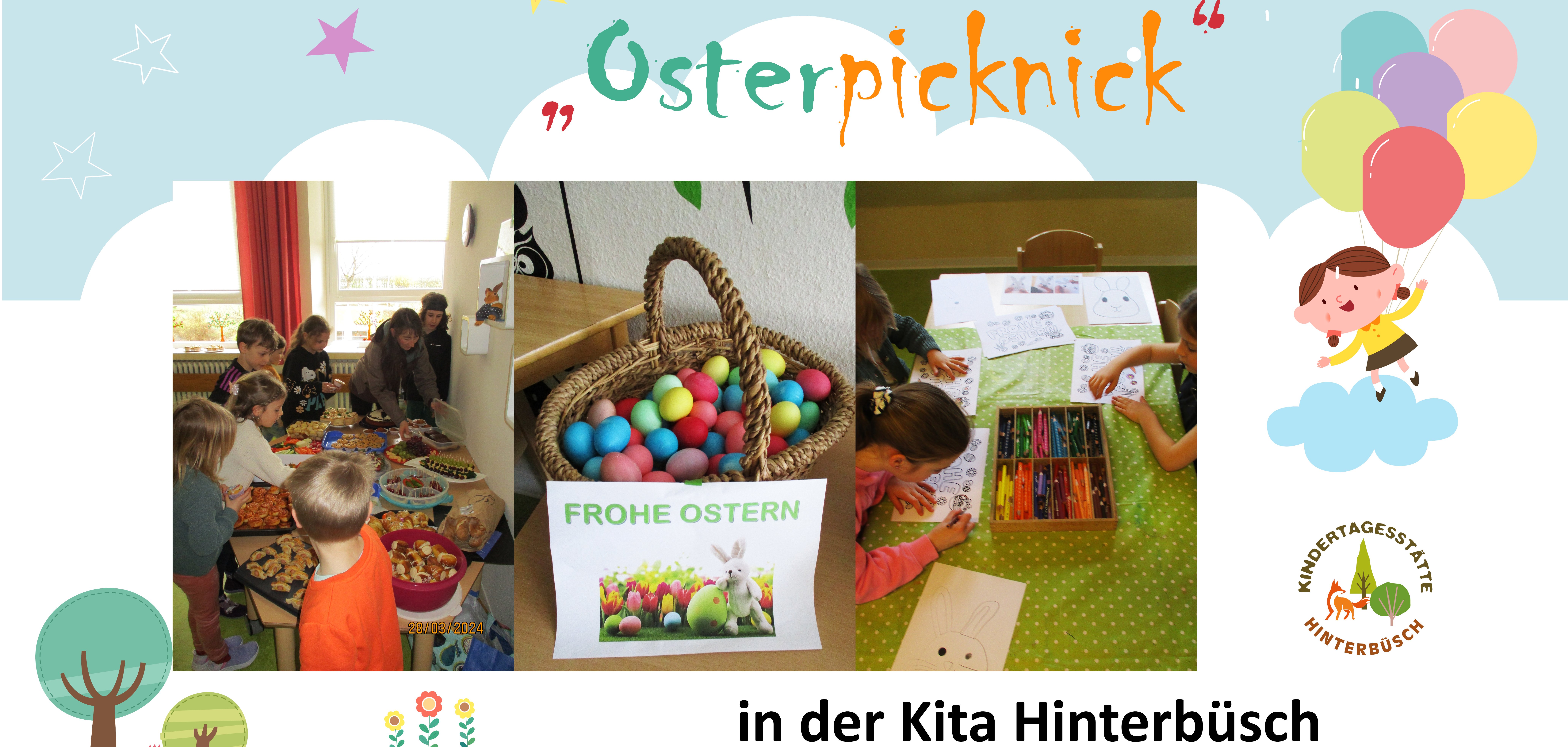 Kindergartenkinder beim Osterfrühstück