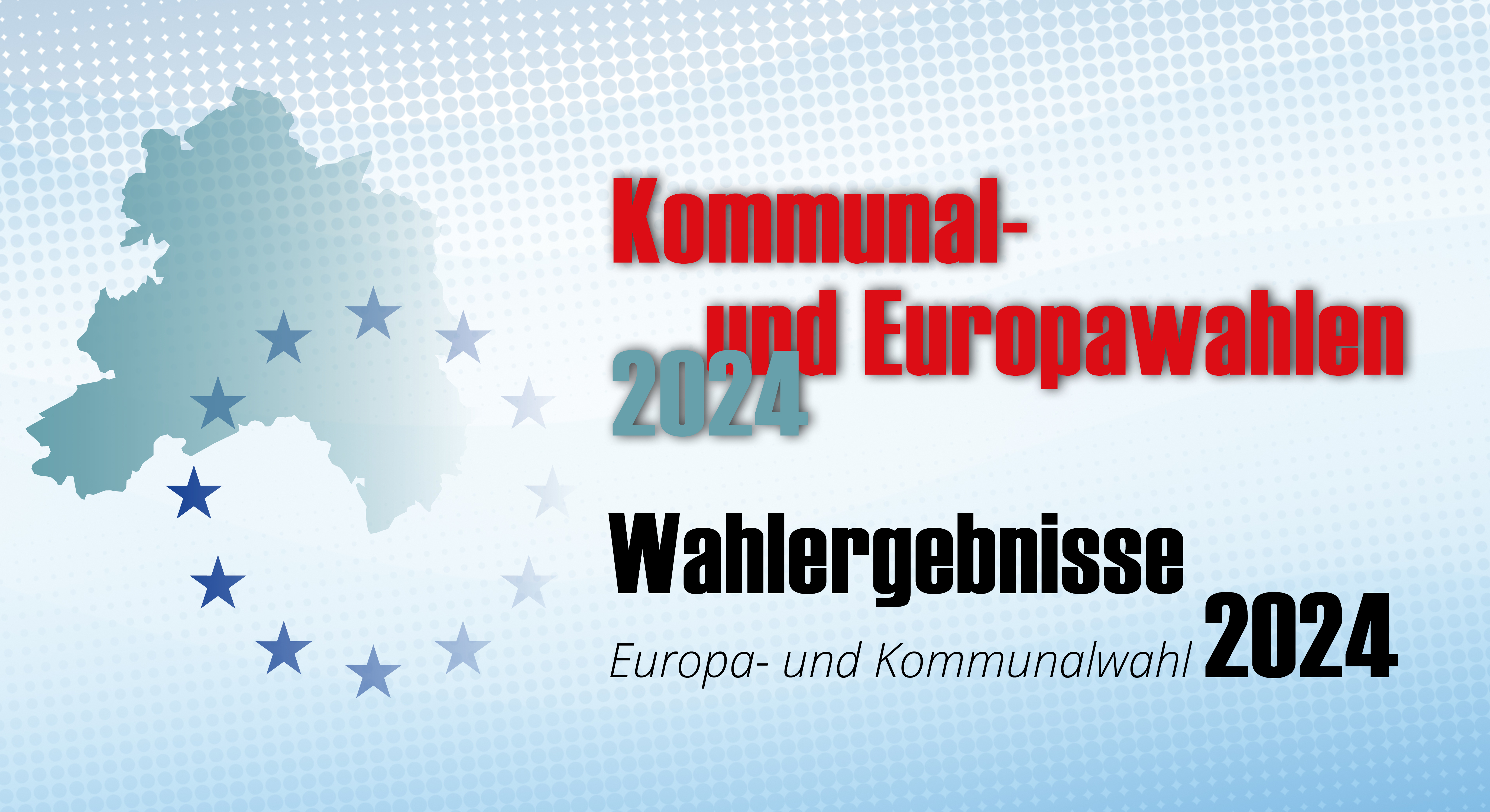 Symbolbild Kommunal- und Europawahlen 2024 Wahlergebnis mit Karte der Verbandsgemeinde und Europasternen im Hintergrund