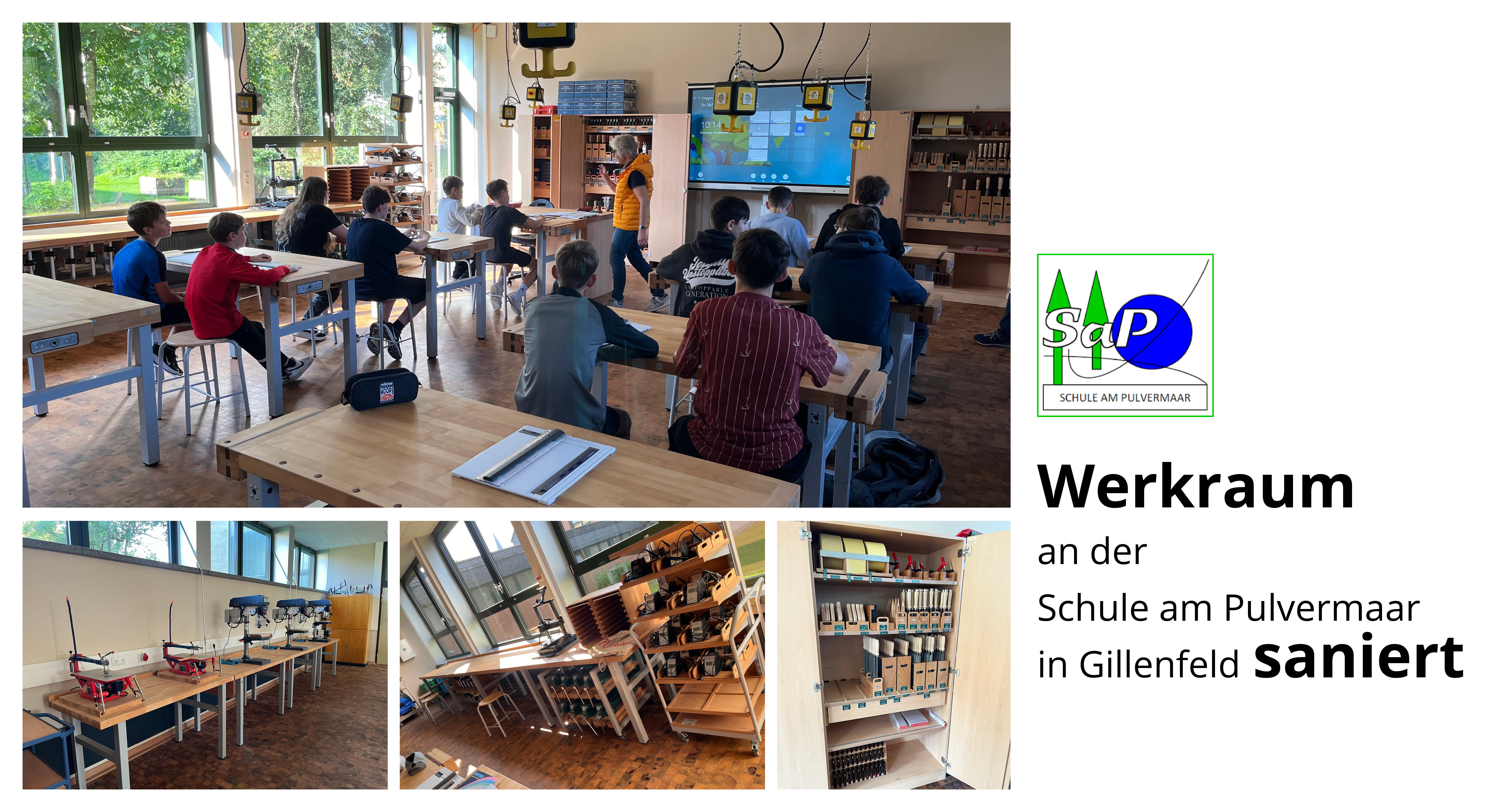 Collage Werkraum einer Schule