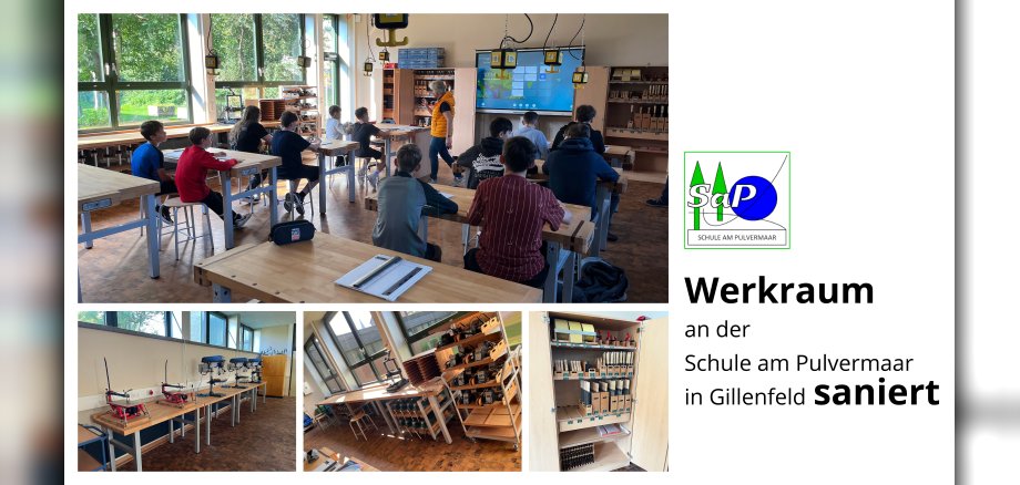 Collage Werkraum einer Schule