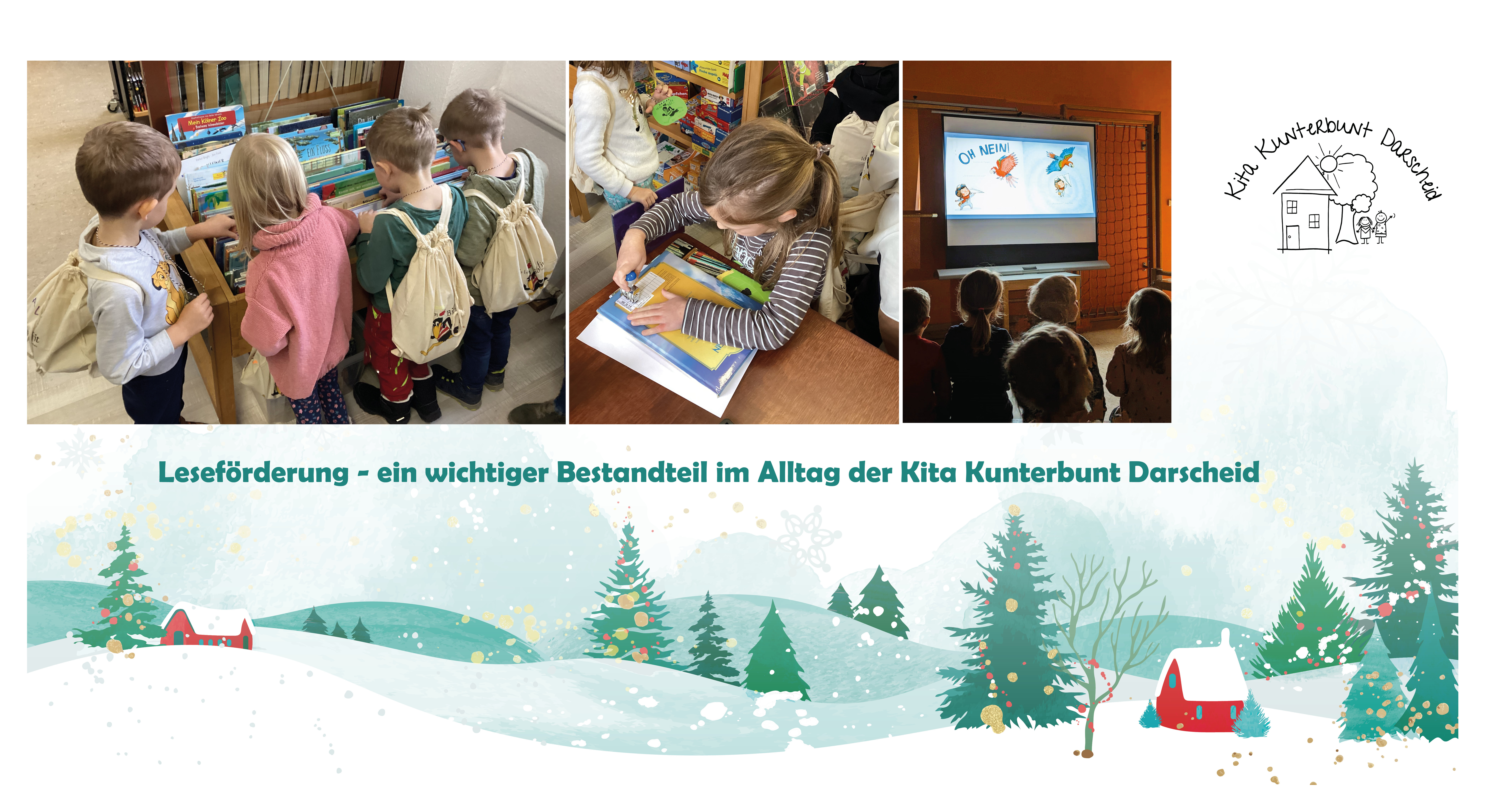 Collage Kinder in Bücherei