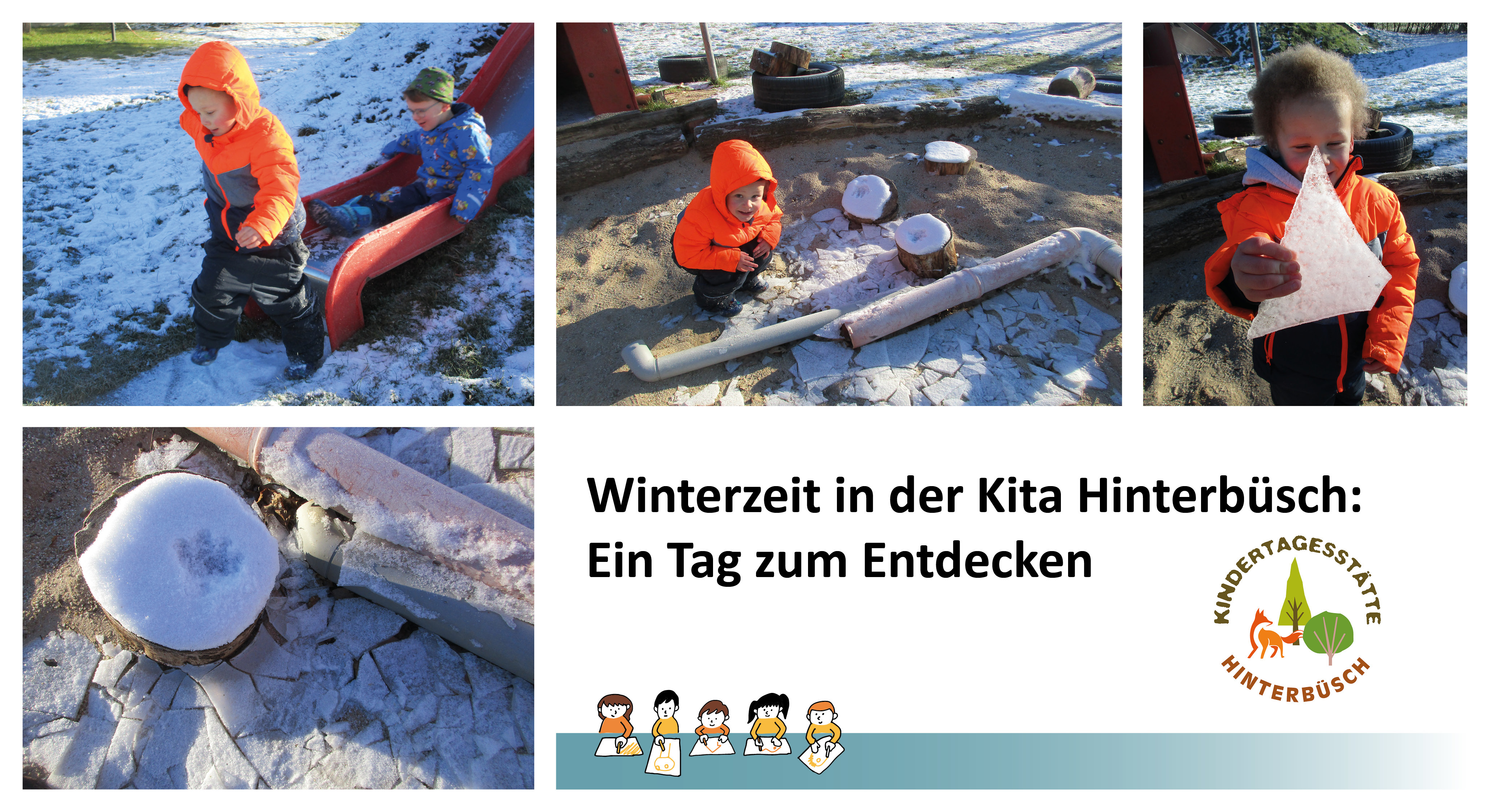 Collage Kitakinder im Schnee