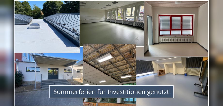 Sommerferien für Investitionen genutzt - 1 Bildercollage von einzelnen Baumaßnahmen