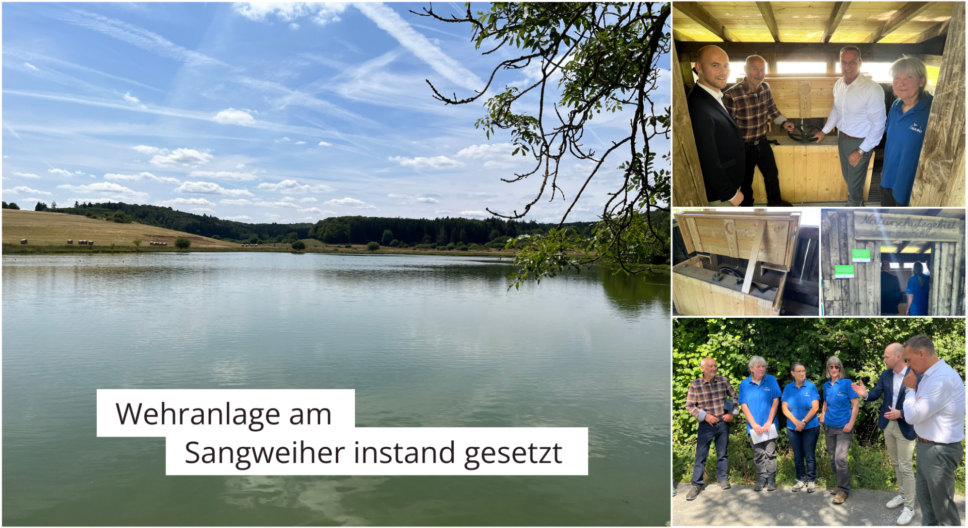 Bildercollage vom Sangweiher; Weiher aber auch Personen in Natur