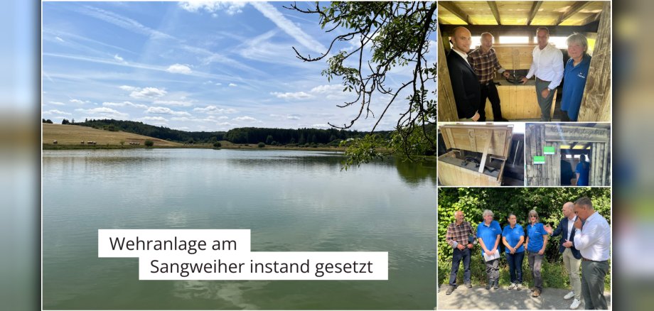 Bildercollage vom Sangweiher; Weiher aber auch Personen in Natur