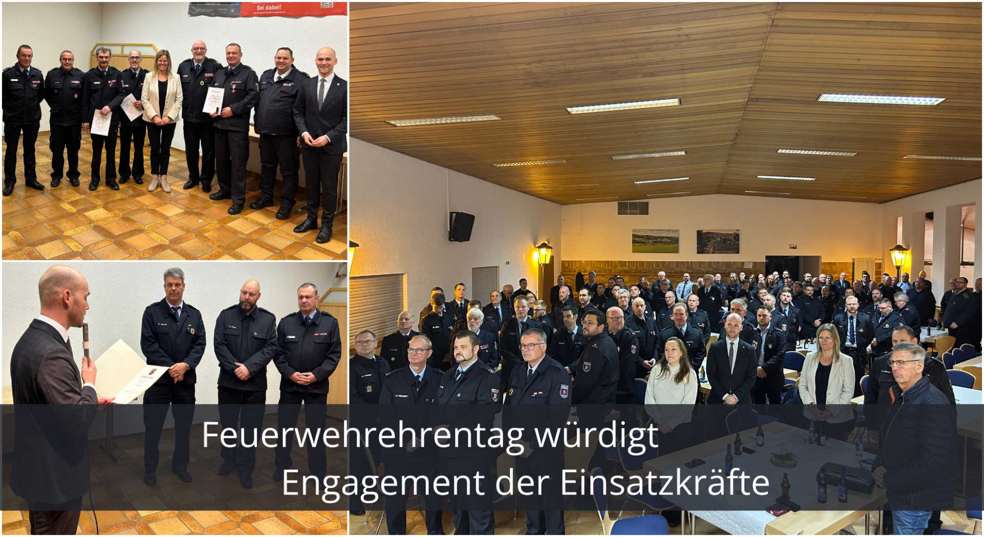 Collage Feuerwehrehrentag (Geehrte und Teilnehmende)