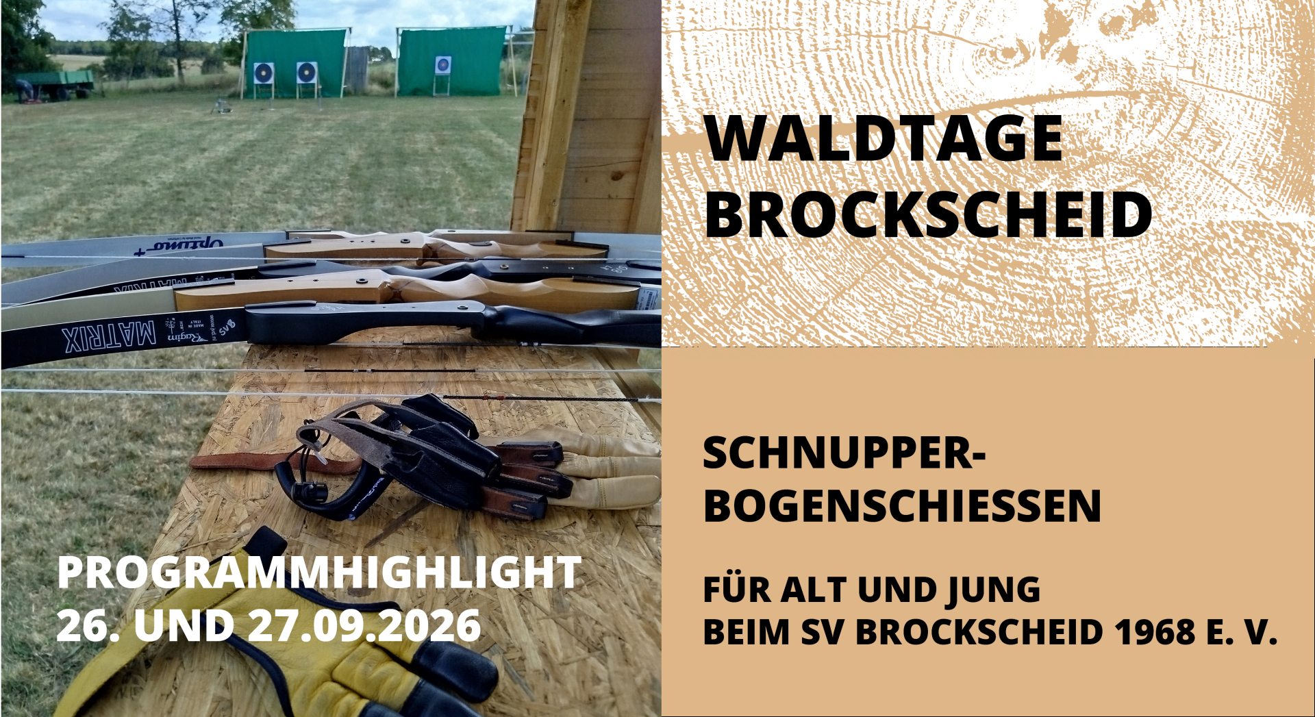 Symbolbild, Bogenschießen und Terminankündigung