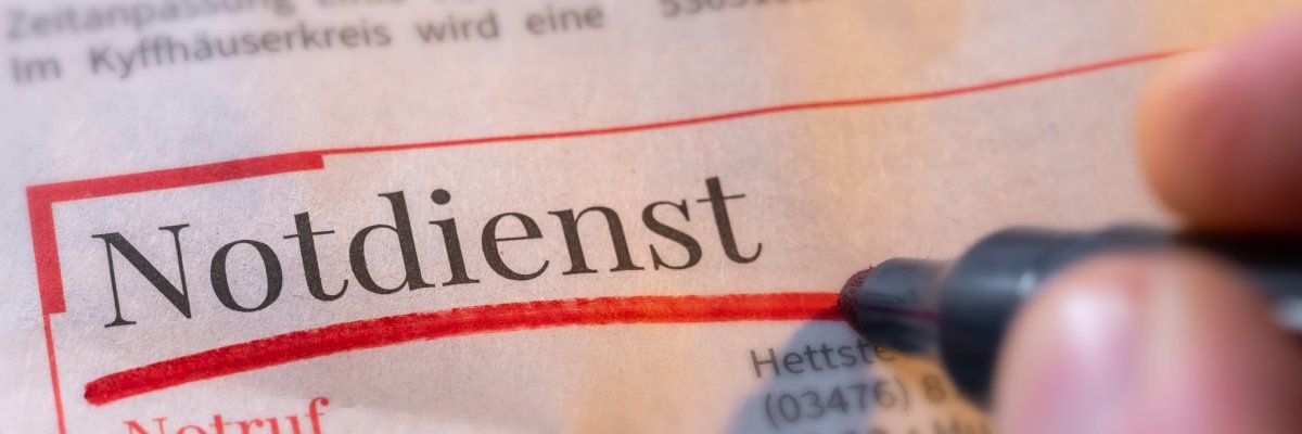 Symbolbild Schrift Notdienst